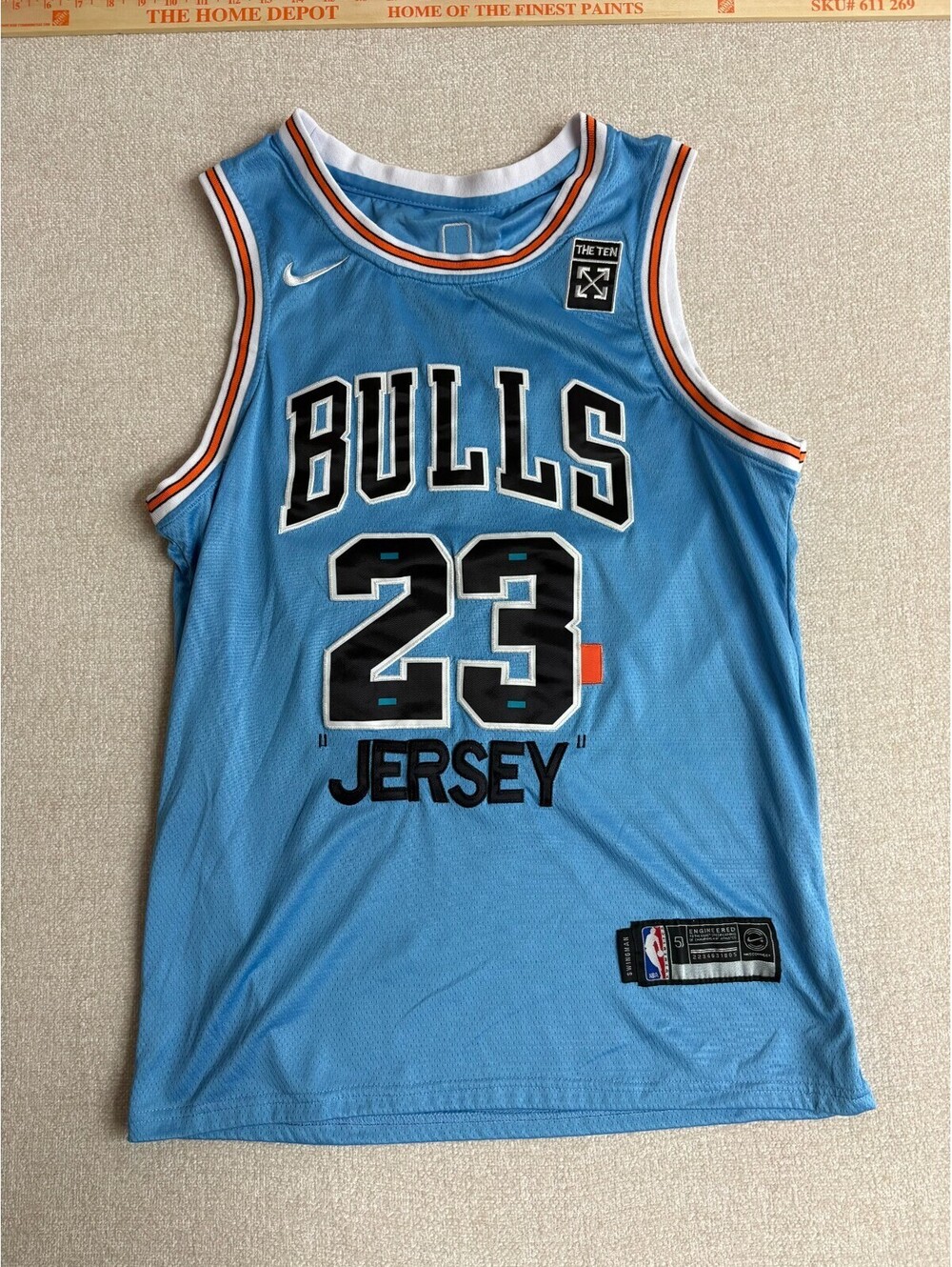 Off-White x Nike Jordan Chicago Bulls "JERSEY" 23 Basketball Jersey Light Blue M